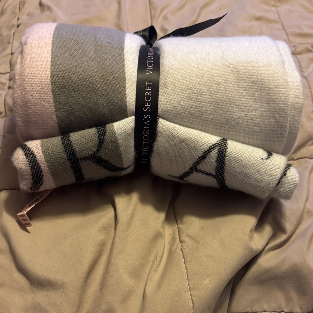 Victoria's Secret Soft Gray and White Throw! Brand new!